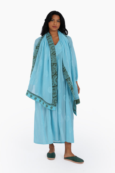 Scarf in printed cotton voile